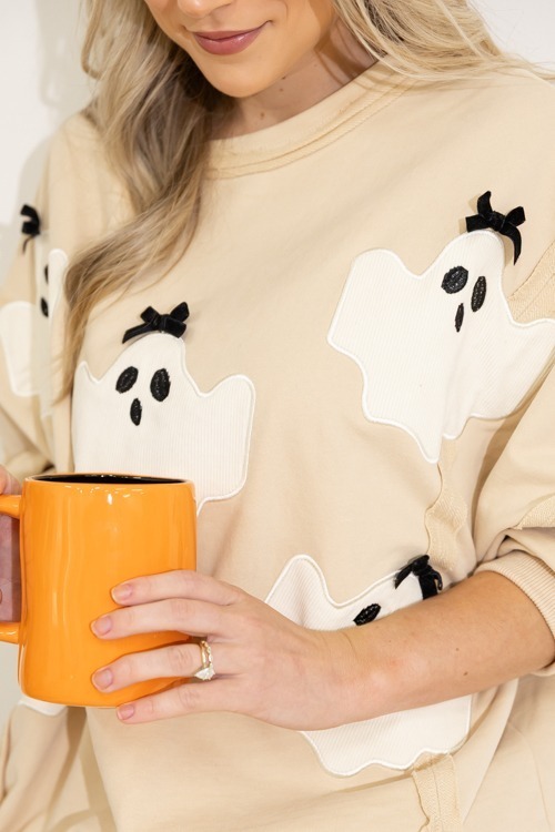 Boo Bow Sweatshirt, Taupe