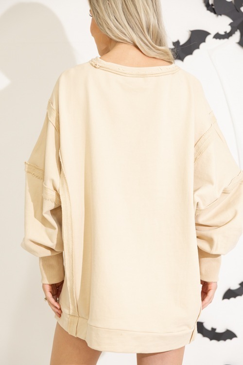 Boo Bow Sweatshirt, Taupe