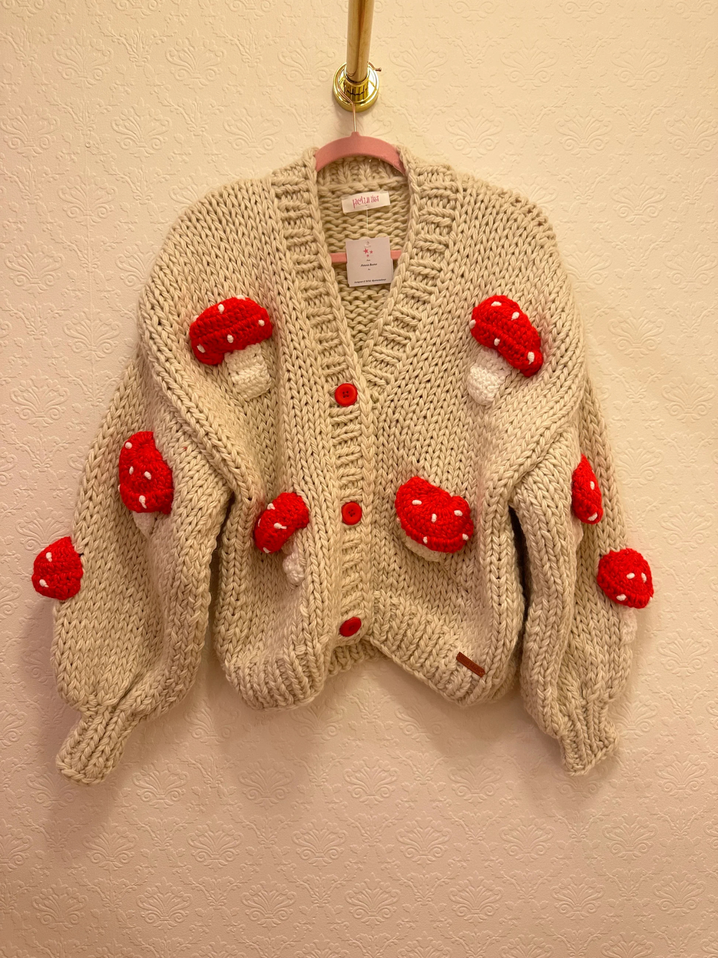 mushroom knit cardigan
