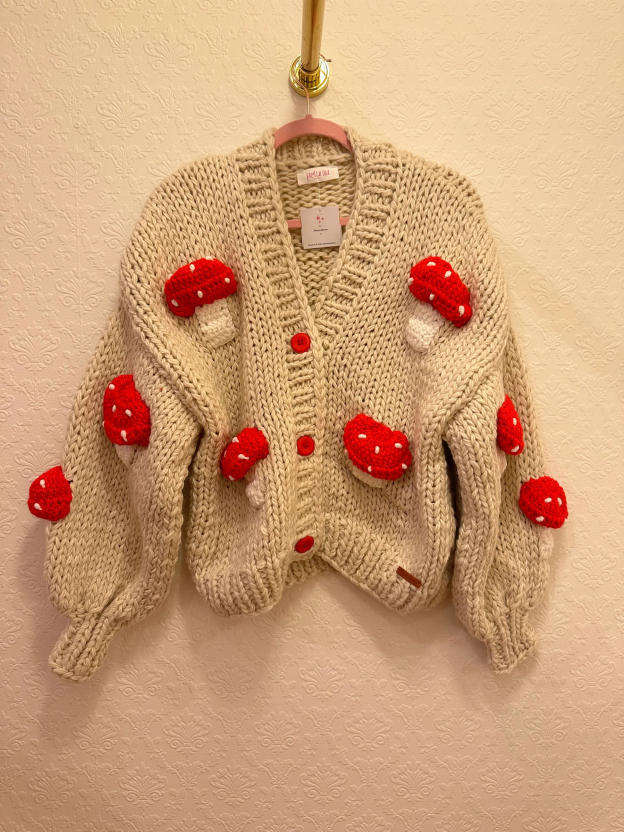 mushroom knit cardigan