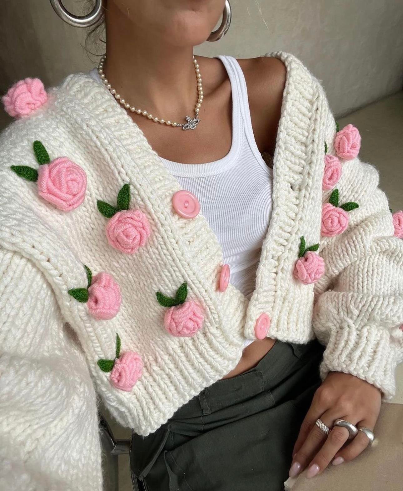 Pink Roses Cardigan