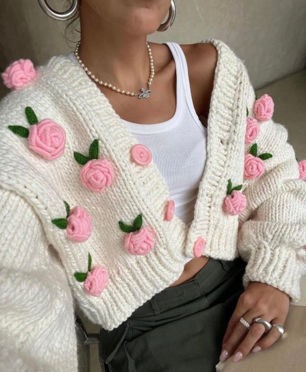 Pink Roses Cardigan