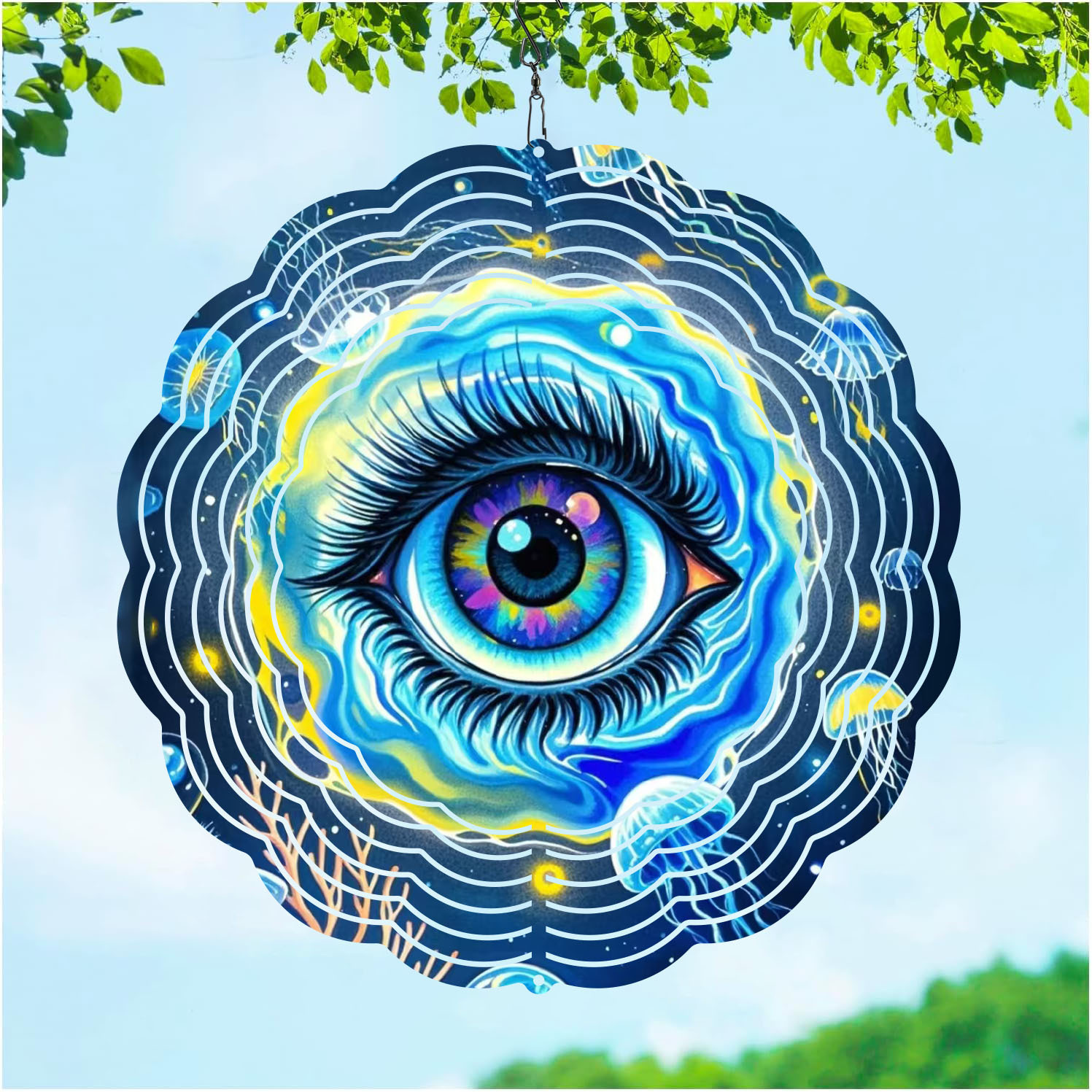 Függő, kertbe való egyedi ajándékdísz – 3D forgó szélcsengő