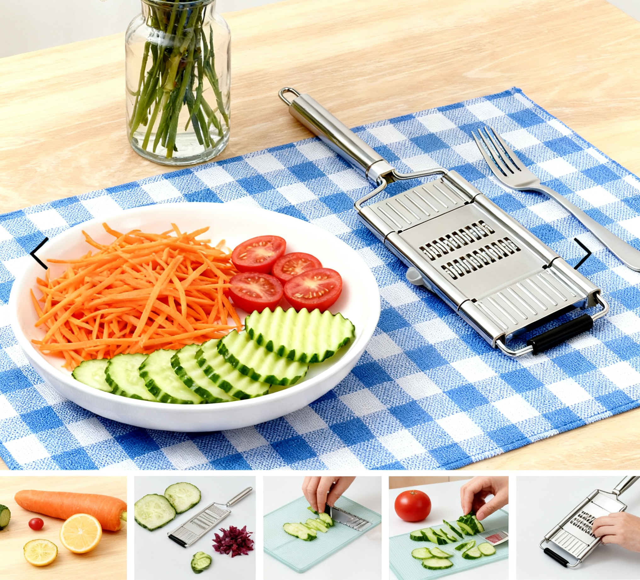 🌟 Többfunkciós rozsdamentes acél zöldségkés | Könnyebbé teszi a főzést és biztonságosabbá a konyhát!