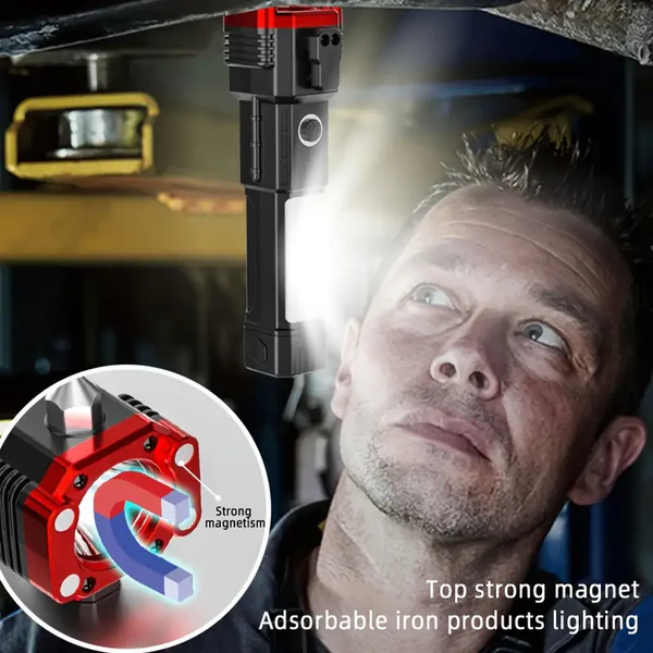 👉 LED újratölthető biztonsági kalapács zseblámpa