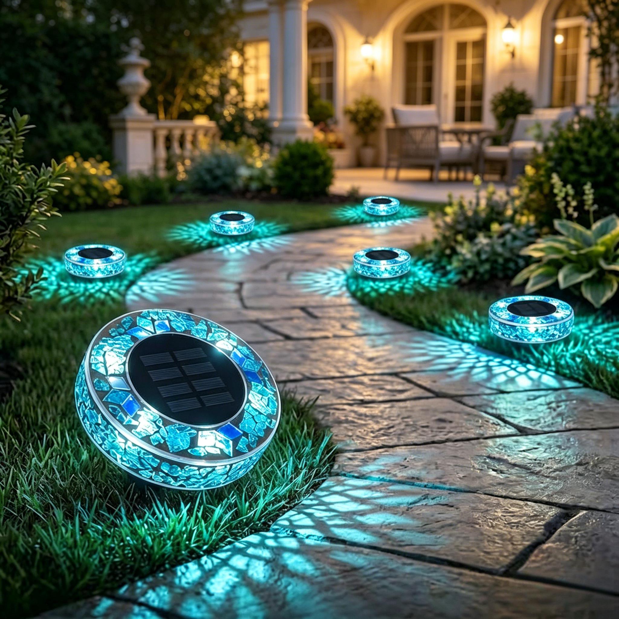 ✨ Limited 60% OFF🔥-☀️Mosaic Solar LED Disk Lights Add a Magical Glow to Your Garden, Patio & Walkway💙