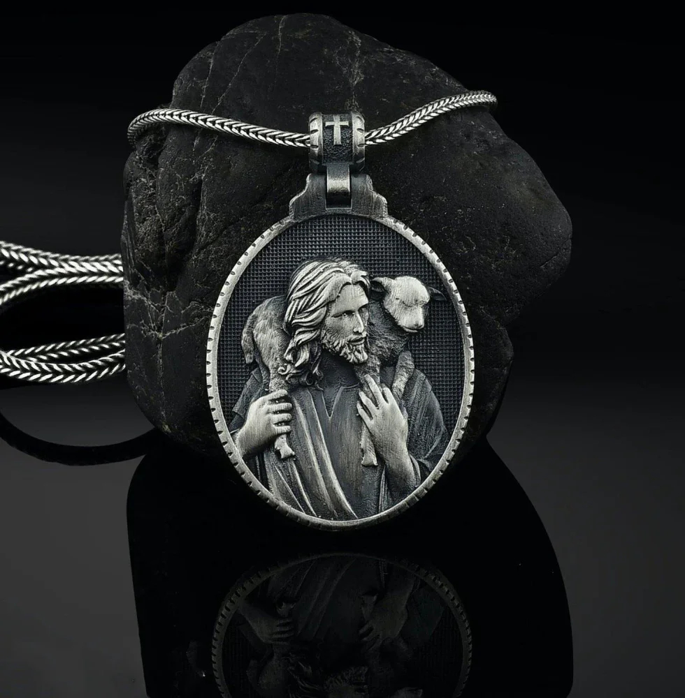 The Good Shepherd Sterling Silver Necklace - Sacred Symbol of Christ's Loving Care - John 10:14