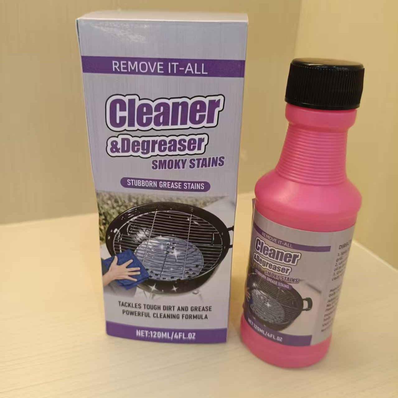 120ML BBQ Grill Cleaner Degreaser Spray, Stove Oven Cleaner, All-Purpose Smoky Stain & Grease Remover, Fast-Acting Deep Cleaning Formula