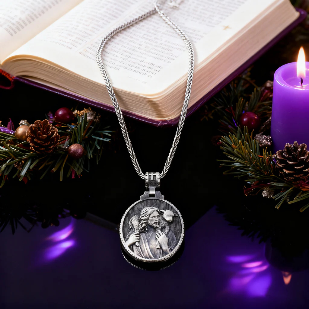 The Good Shepherd Sterling Silver Necklace - Sacred Symbol of Christ's Loving Care - John 10:14
