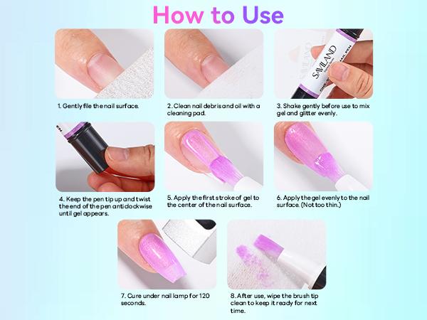 SAVILAND 5-in-1 Gel Nail Polish Pen, Aurora Effect Gel Nail Pen with Base Color Top Coat in One, Easy Apply UV/LED Curing Nail Polish Pen, Travel-Friendly No-Mess Manicure for DIY Nail Art