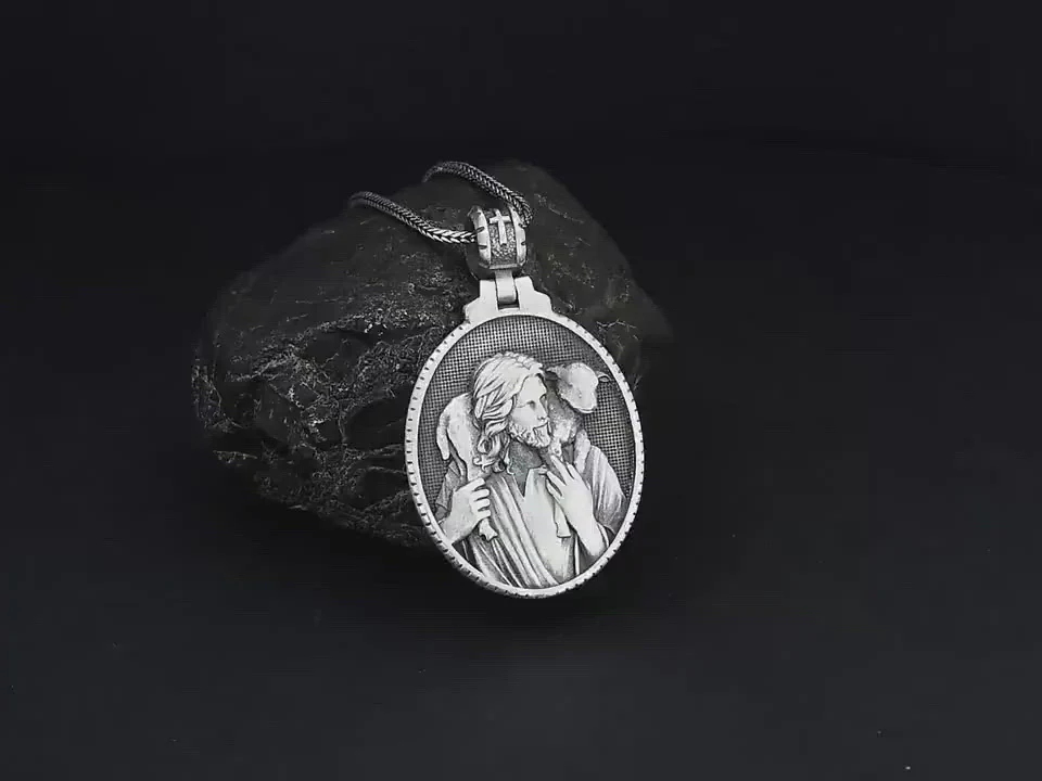 The Good Shepherd Sterling Silver Necklace - Sacred Symbol of Christ's Loving Care - John 10:14