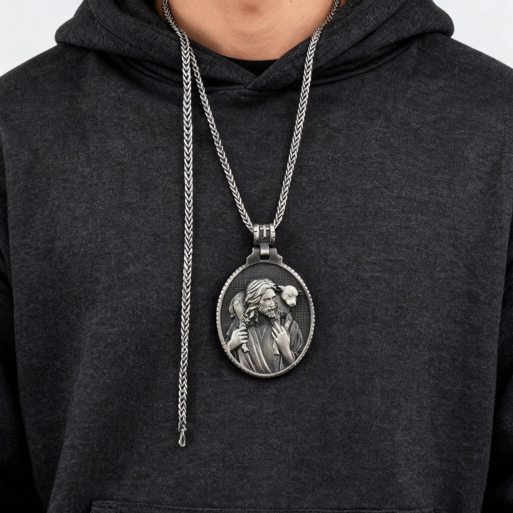 The Good Shepherd Sterling Silver Necklace - Sacred Symbol of Christ's Loving Care - John 10:14