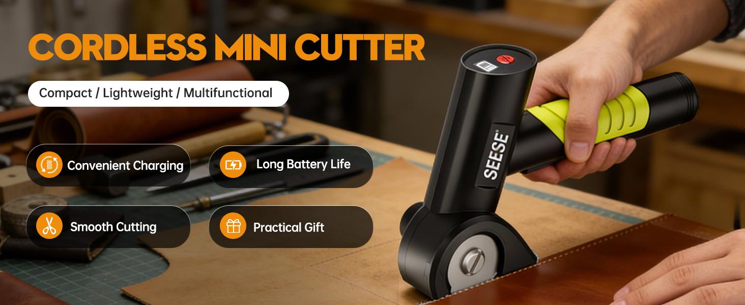 SEESE Cordless Rechargeable Electric Scissors &ndash; Portable Cutter for Fabric, Cardboard, Carpet & Leather Sewing Supplies Crafts Sewing Tools