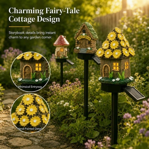 🔥Limited 60% OFF🔥-🍄✨ Turn Your Backyard Into An Enchanted Fairy Forest! Solar Mushroom Cottage Garden Light