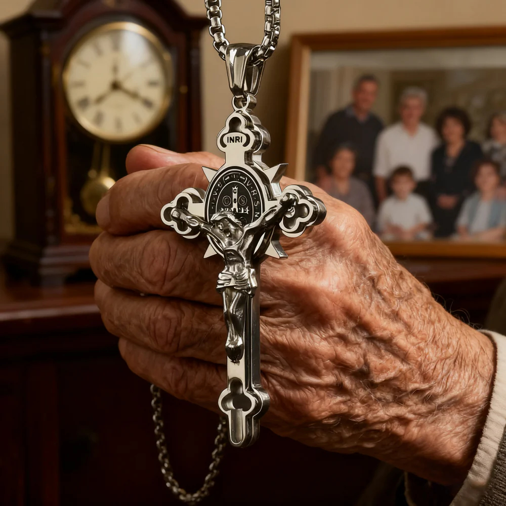 St. Benedict Exorcism Cross Necklace - Bless you and your family