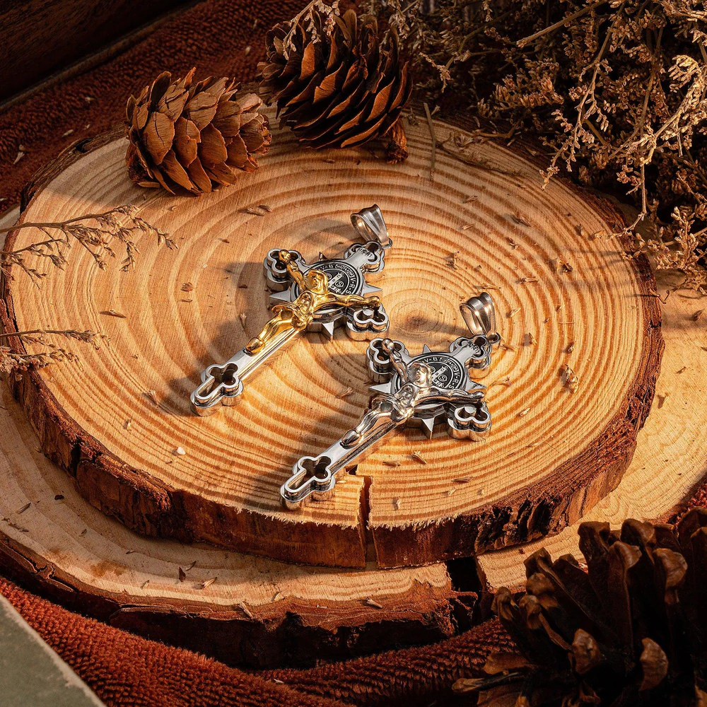 St. Benedict Exorcism Cross Necklace - Bless you and your family