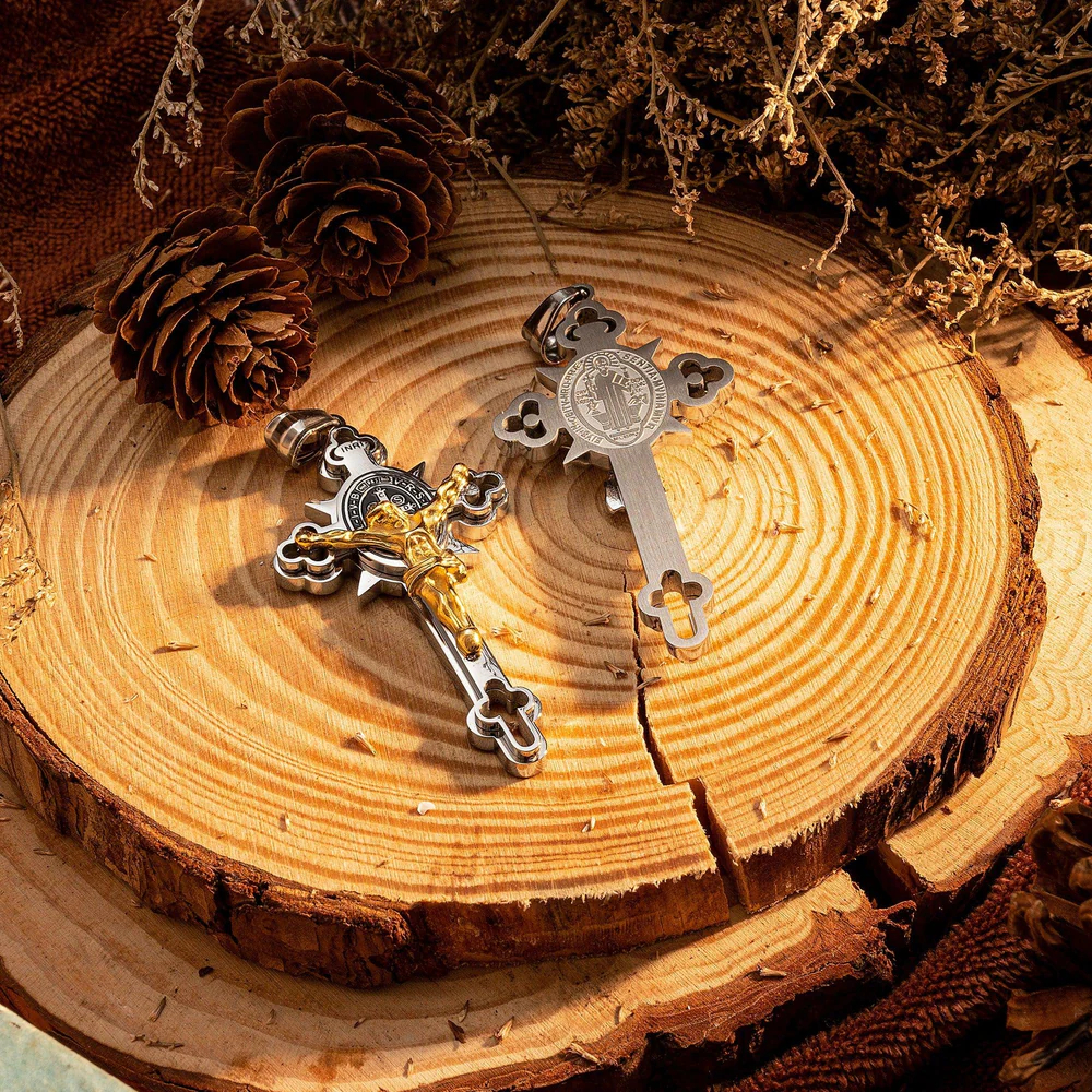 St. Benedict Exorcism Cross Necklace - Bless you and your family