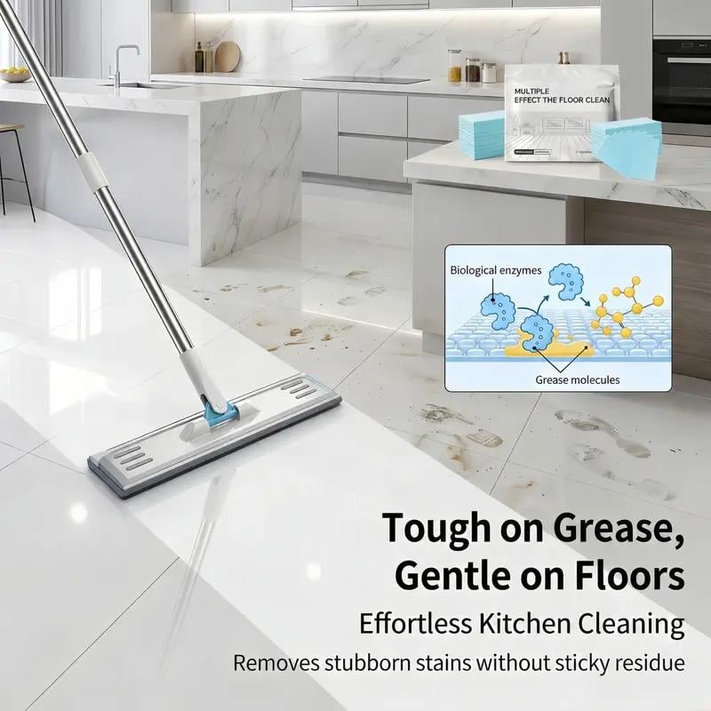 【Summervibes】100 Pcs Floor Cleaning Sheets, Multi-Surface Mop Soap for Hardwood & Tile Floors, Deep Clean Biological Enzyme Tablets with Long-lasting Camellia Fragrance, Pet Friendly & No Residue, Floor Cleaner