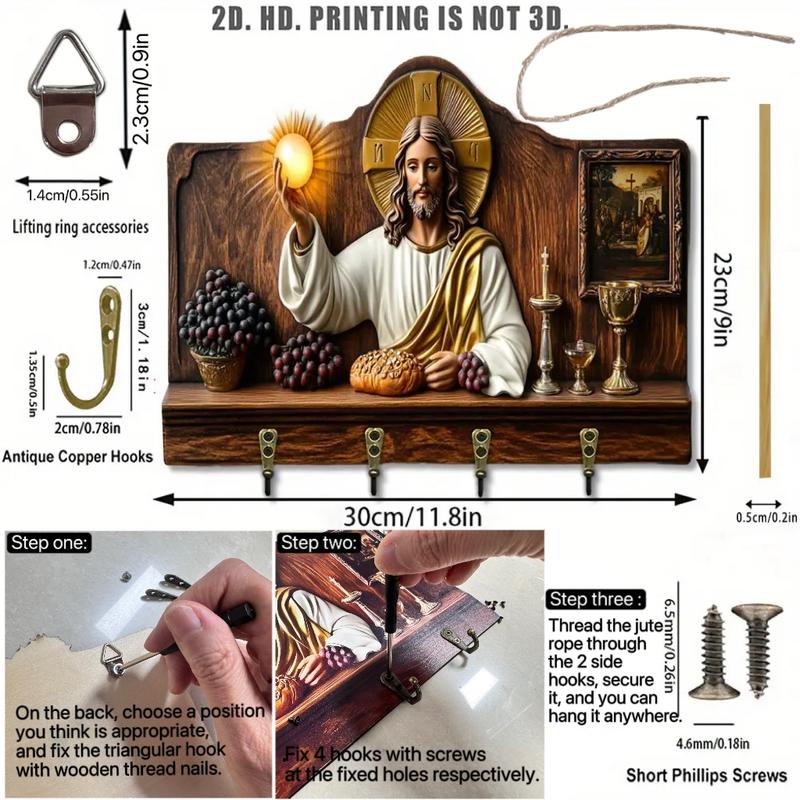 ⏰Black Friday-60% OFF - Buy 1 Get 1 Free✝️Communion themed wooden home key holder