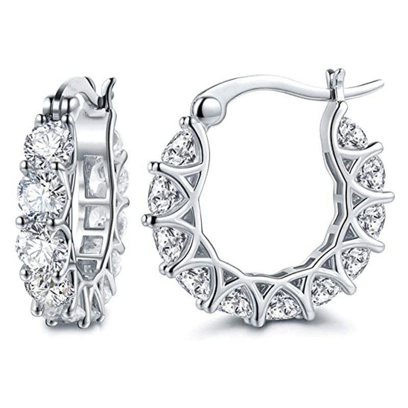 🔥Hot Sale 68% OFF🔥Brilliant 14K Gold Plated 925 Sterling Silver Moissanite Hoop Earrings