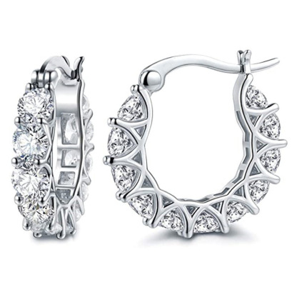 🔥Hot Sale 68% OFF🔥Brilliant 14K Gold Plated 925 Sterling Silver Moissanite Hoop Earrings