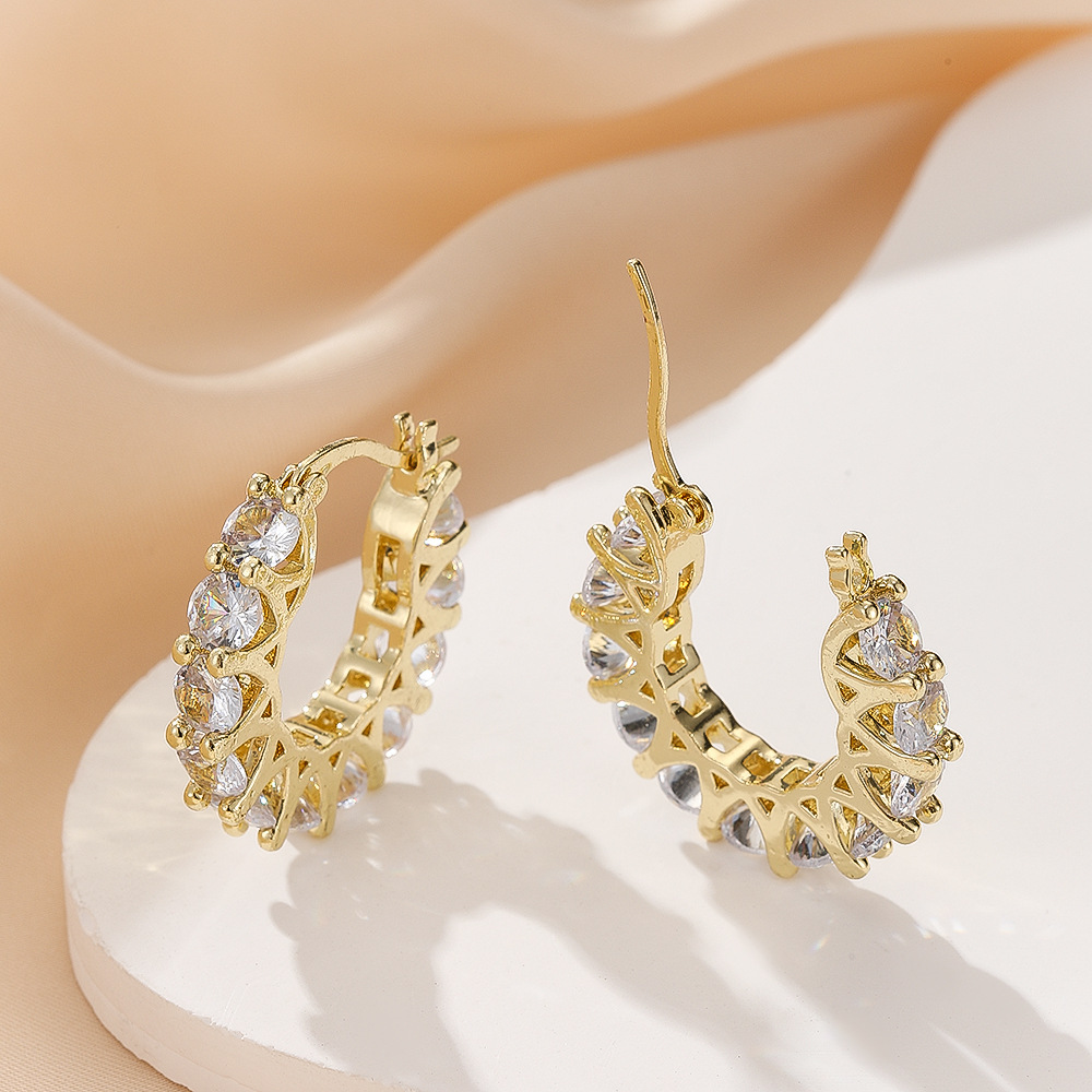 🔥Hot Sale 68% OFF🔥Brilliant 14K Gold Plated 925 Sterling Silver Moissanite Hoop Earrings