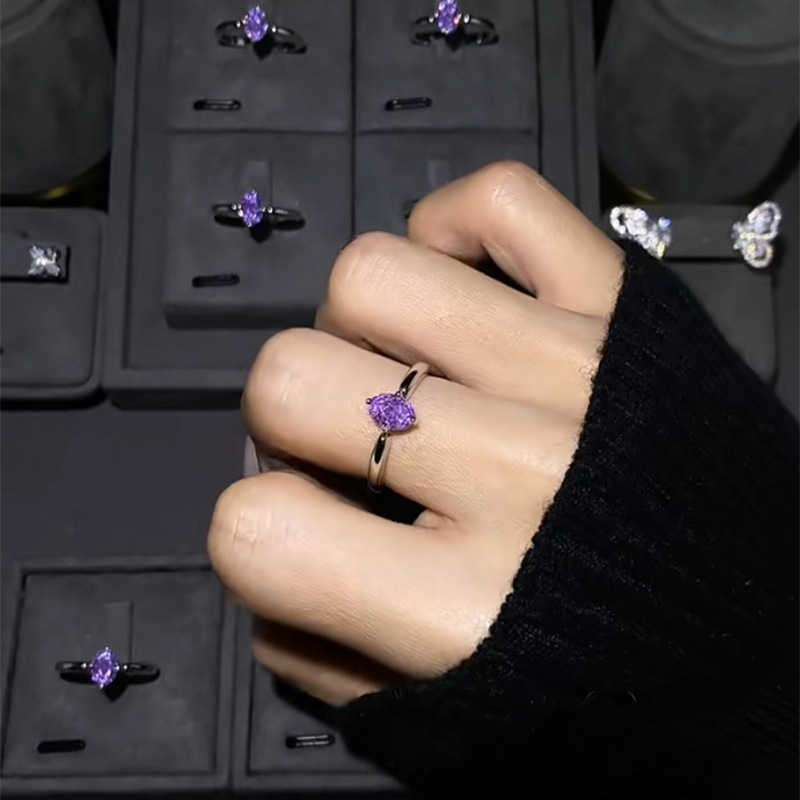 VIOLET TEAR™ - Adjustable Purple Moissanite Ring