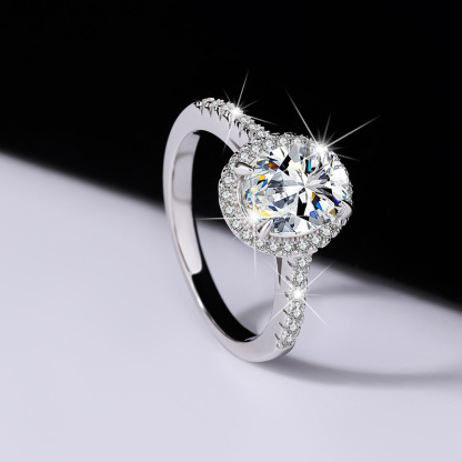 Full Star Oversized Dove Moissanite Diamond Egg Ring