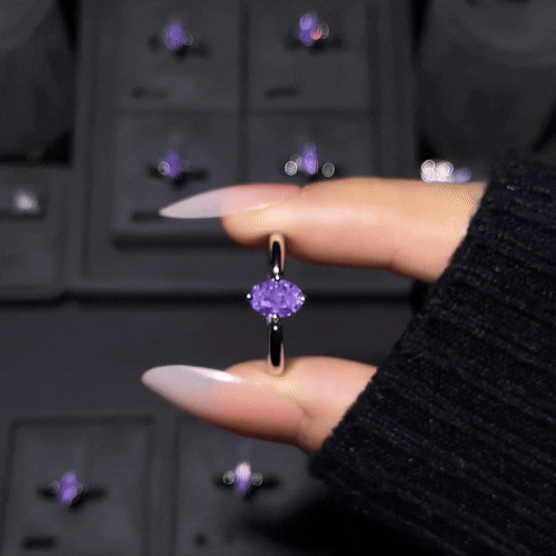 VIOLET TEAR™ - Adjustable Purple Moissanite Ring