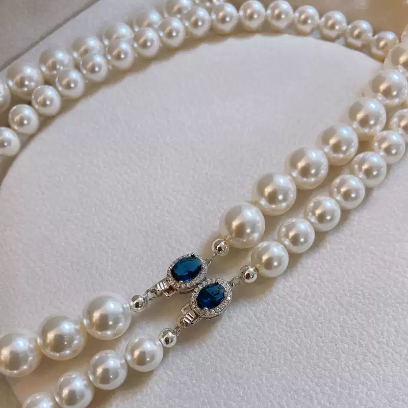 Sterling Silver Windsor Sapphire Pearl Necklace丨Japan Akoya Pearl Necklace