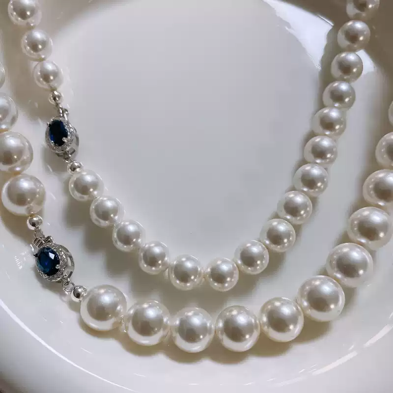 Sterling Silver Windsor Sapphire Pearl Necklace丨Japan Akoya Pearl Necklace
