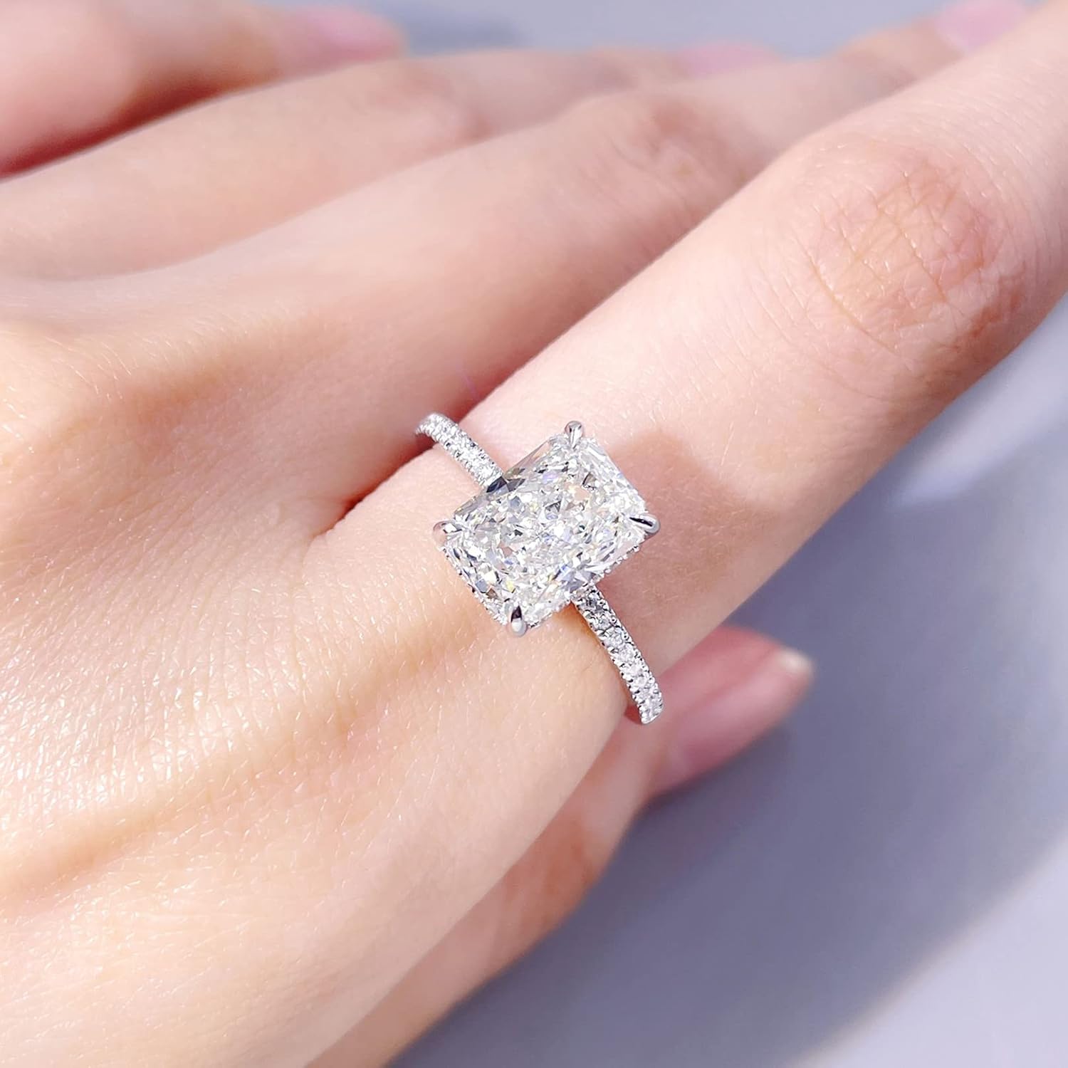 🔥Handmade 3CT Square Radiant Cut Moissanite Ring 🎉Special Offer for Mother's Day!🎉