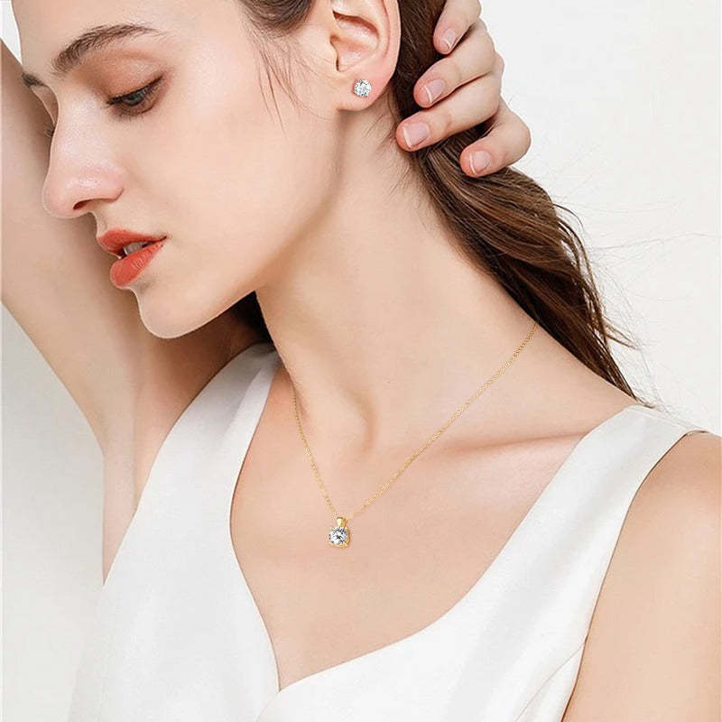 Luxury Solitaire Moissanite Necklace (FREE Earrings included)