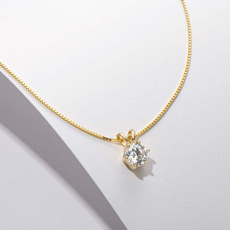 Luxury Solitaire Moissanite Necklace (FREE Earrings included)