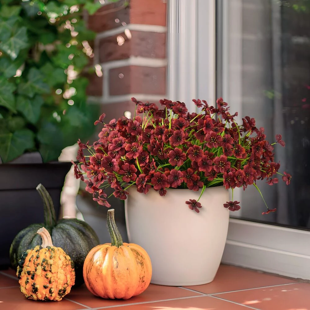 💥$9.98 On Sale - 💐Lifelike UV-Resistant Mums Flowers – Waterproof, Windproof & Perfect for Fall Decor 🍂