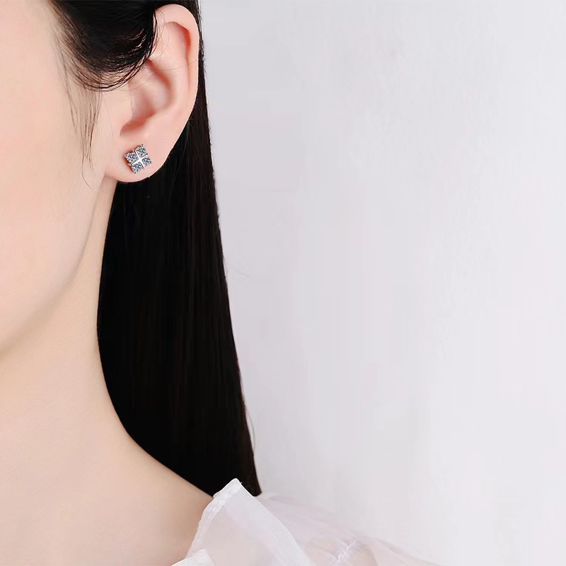 Brilliant Cross Design Moissanite Earrings