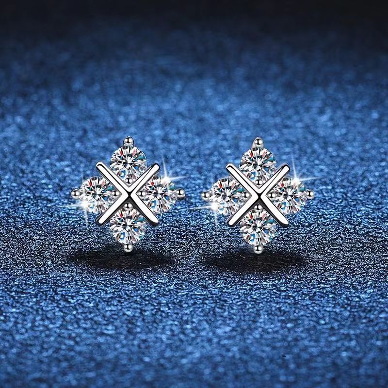 Brilliant Cross Design Moissanite Earrings