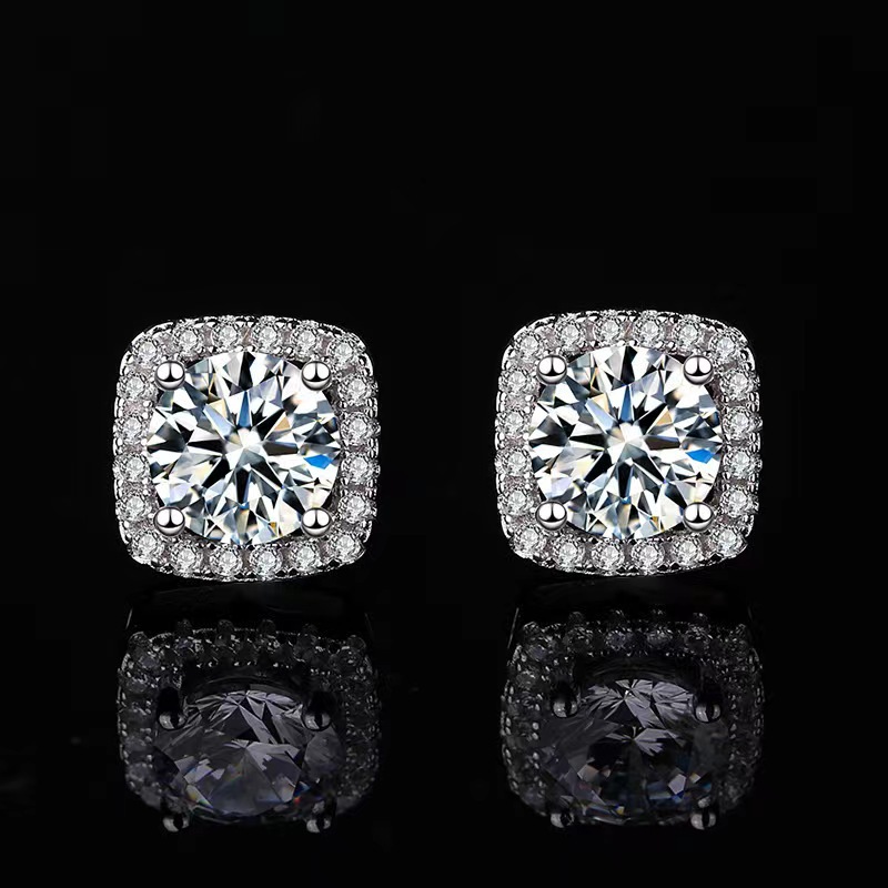 Classic  Square & Round Moissanite Earrings