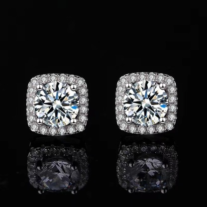 Classic  Square & Round Moissanite Earrings