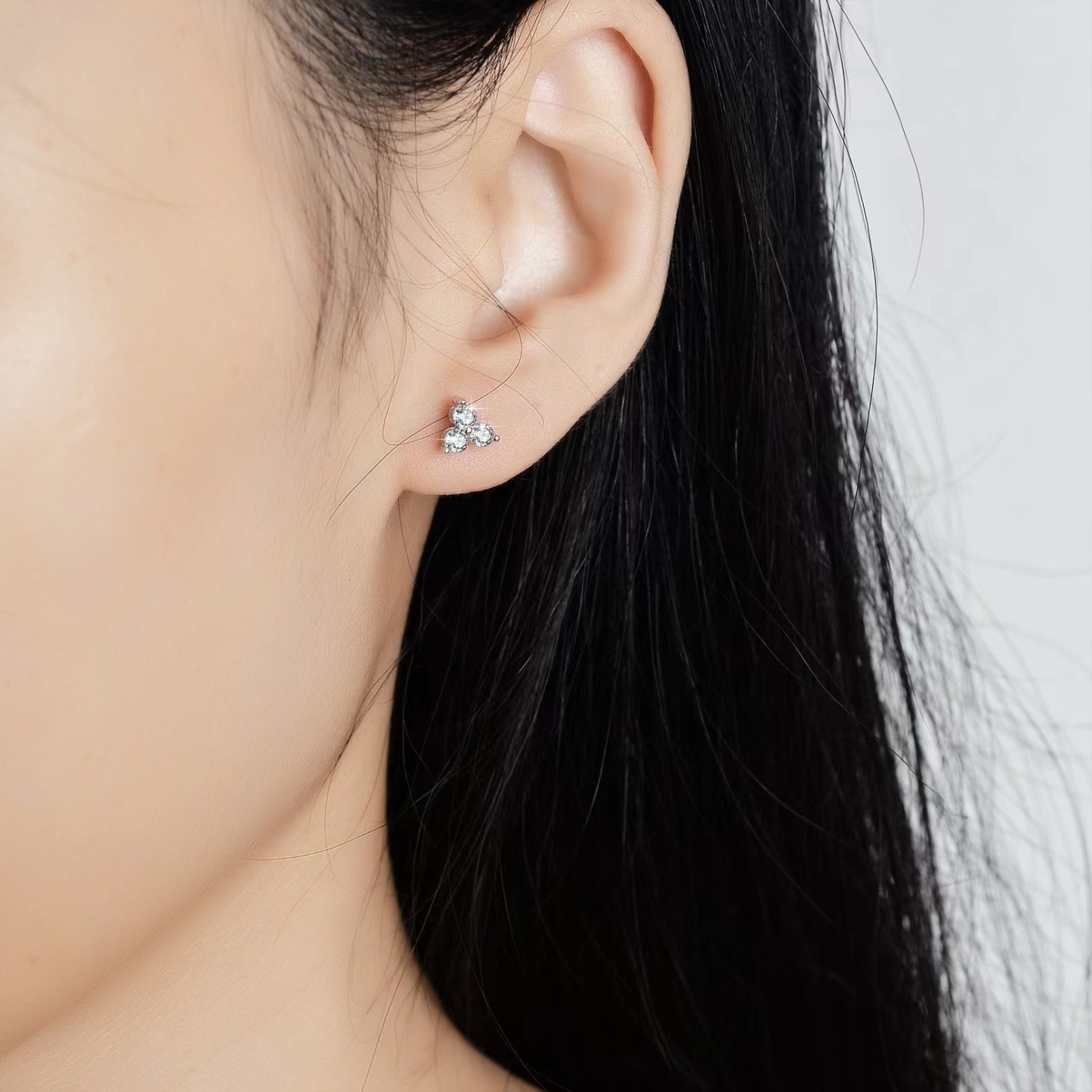 Three-Diamond Moissanite Earrings