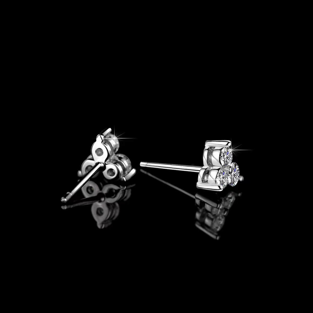 Three-Diamond Moissanite Earrings