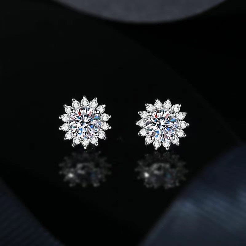 Sunflower Moissanite Earrings