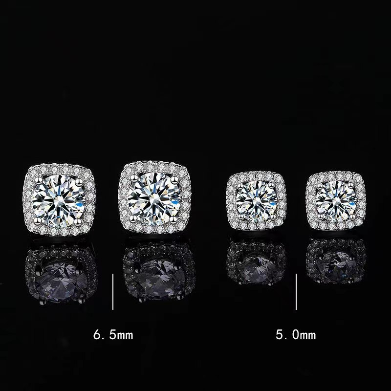 Classic  Square & Round Moissanite Earrings