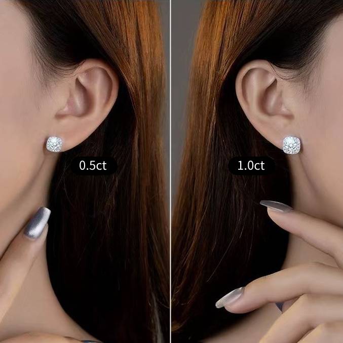 Classic  Square & Round Moissanite Earrings