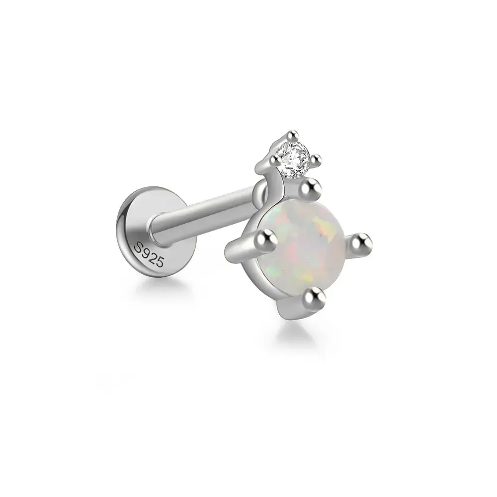 Opal Moissanite Flatback Earring