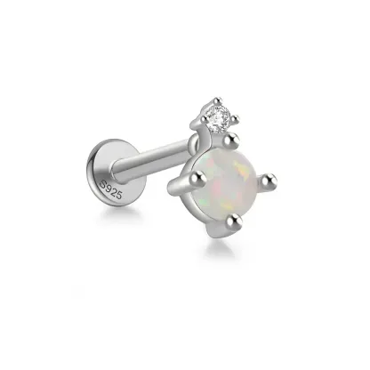 Opal Moissanite Flatback Earring