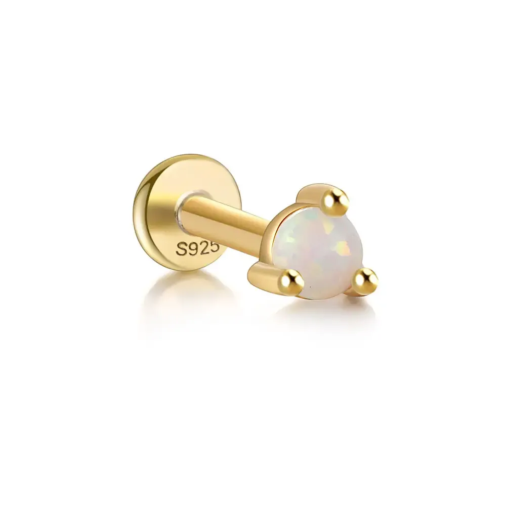 Round Opal Flatback Earring