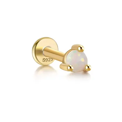 Round Opal Flatback Earring