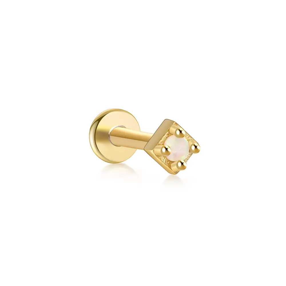 Squared Opal Flatback Earring