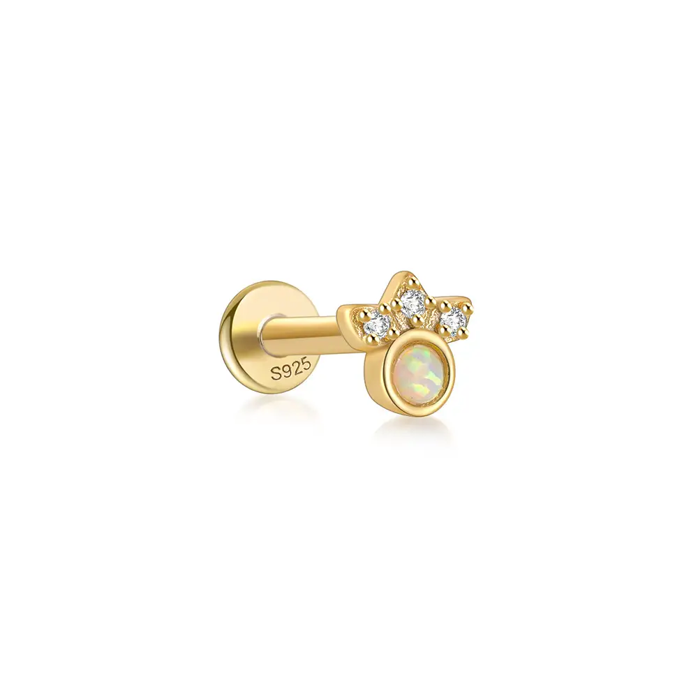 Opal Moissanite Flatback Earring